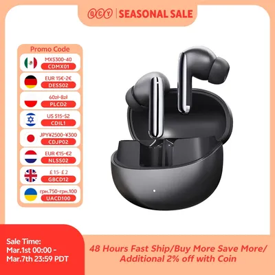 QCY MeloBuds Pro ANC Bluetooth 5.3 이어폰 무선 46dB 하이브리드 ANC 고해상도 LDAC 이어 버드 6 마이크 헤드폰 34H 이어폰 감지