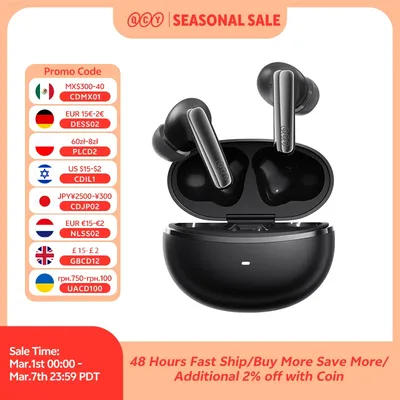 QCY MeloBuds N70 ANC 무선 이어버드, 블루투스 6.0, 적응형 노이즈 캔슬링, LDAC, 고해상도 오디오, 6개 마이크, ENC 이어폰, 50시간 재생, 무선 충전, 헤드폰, 인이어 감지